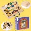 Sabdrau Montessori Busy Board Toys: Wooden Sensory Toy for Toddler with LED Light Up Switch, Educational/Christmas/Birthday Gifts for 1-3 Year Old Boys & Girls