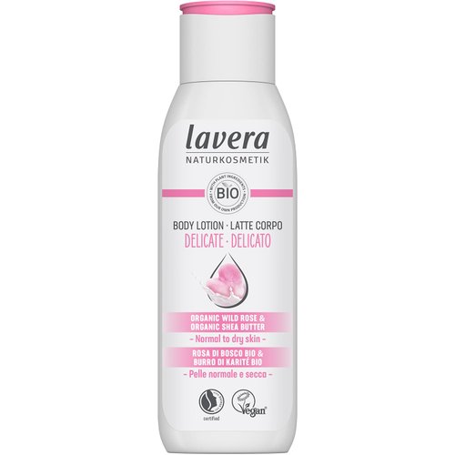 lavera Body Lotion Gentle - Body Milk with organic wild rose & organic shea butter - body milk for normal to dry skin - PETA certified - biodegradable - vegan - natural cosmetics - 6,76 fl.oz.