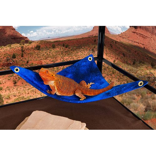 Hammock for Bearded Dragons, Starry Night fabric with suction cup hooks