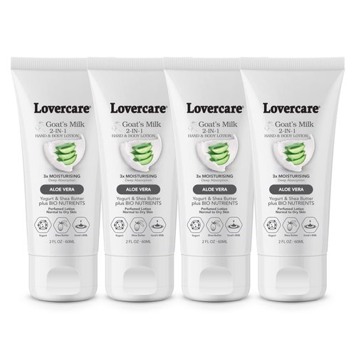 Lover's Care 4-PACK Goat Milk Body Lotion for Dry Skin 2 oz (60 ml) Aloe Vera-Pack of 4