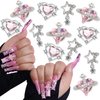 YAEISM 12PCS Nail Art Charms Crystal Heart Nail Charms Pink Shiny Planet Charms 3D Alloy Star Nail Charm Shiny Flatback Diamond Nail Gems Rhinestones for Nail Art and DIY Crafts Jewelry Decoration
