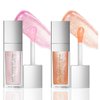 Skynest 2PCS Hydrating Lip Glow Oil, Plumping Lip Gloss, Clear to Pink Lip Oil Gloss, Transparent Moisturizing Lip Balm, Natural Lip Plumper, Lip Plumper Gloss Make Lips Fuller and Moisturizing