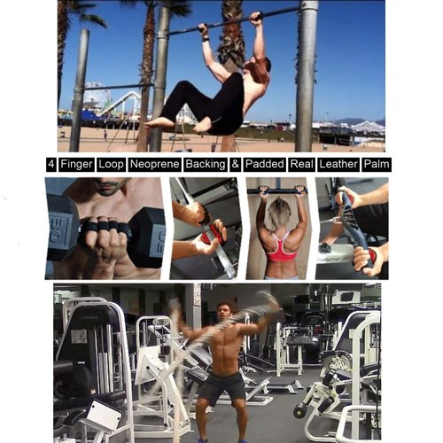 GymPaws Ladies Workout Gloves Pro - Washable Leather Hand Pads w 4 Fingerloop SweatProof Backing (Pink)