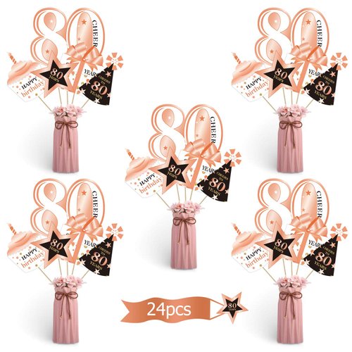 Boao Rose Gold Birthday Party Decoration Set Golden Birthday Party Centerpiece Sticks Glitter Tab...