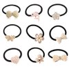 Lovef 9 Pcs Beautiful Full Pearl with Crystal Rhinstone Flower Bow Fish Butterfly Design for Baby Kids Girl Women Hair Accessories Elastic Tie Ponytail Holders Princess Baby Hair Rope Rubber Bands