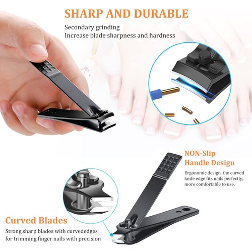 Nail Clippers Sets High Precisio Stainless Steel Nail Cutter Pedicure Kit Nail File Sharp Nail Scissors and Clipper Manicure Pedicure Kit Fingernails & Toenails with Portable cas (Red/Black_25 in 1)