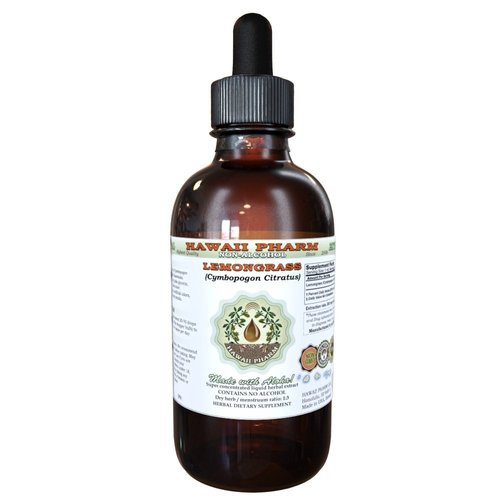 Hawaii Pharm Lemongrass Alcohol-Free Liquid Extract, Organic Lemongrass (Cymbopogon Citratus) Dried Stalk Glycerite Natural Herbal Supplement 2 oz