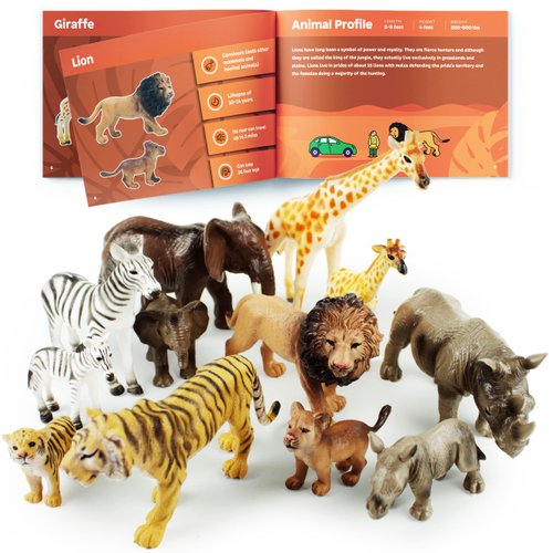 Boley Jungle Safari Animal Set - 12-Piece Detailed Wildlife Figures for Educational Play - Durabl...