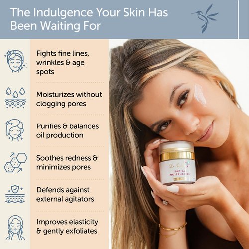 Natural Vegan Facial Moisturizer with Bergamot, Aloe & Jojoba Oil – Minimizes Pores, Soothes Irritation – Travel Size with Hygienic Airless Pump Jar – Hydrating Face Moisturizer for All Skin Types,