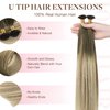 GOO GOO U Tip Hair Extensions Real Human Hair, 22inch 50g 50S, Hot Fusion U Tip Hair Extensions, Invisible Remy Hair Extensions, 3/8/613 Balayage Walnut Brown to Ash Brown and Bleach Blonde