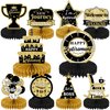 10PCS Retirement Party Decorations，Retirement Honeycomb Centerpieces Gold and Black Retirement Table Decorations for Happy Retirement Party Supplies Man and Women