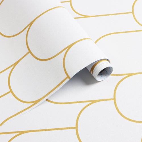 Yasinet White Gold Peel and Stick Wallpaper Removable Geometric Contact Paper White/Gold Stripe Self Adhesive Wallpaper Decorative for Wall Countertop Cabinet Furniture 17.3''x393.7''
