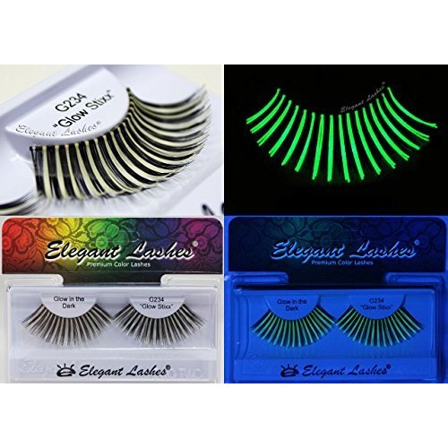 Elegant Lashes G234 "Glow Stixx" Glow in the Dark False Eyelashes Halloween Dance Rave Costume