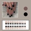 YoYoee Black French Nails Tips Ballerina False Nails Long Square Press on Nails Full Cover Acrylic Pearl Bow Fake Nails for Women and Girls 24PCS