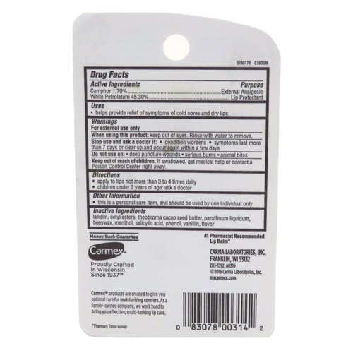 Carmex Lip Balm Tube Classic Medicated 0.35 Ounce (6 Count)