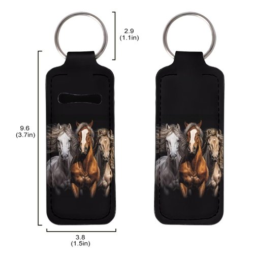 Tongluoye Horse Chapstick Holder for Women Small Gifts Lip Balm Keychain Holder With Clip-On Sleeve Pouch Stockings Stuffers Travel Accessories Lipstick Case Black