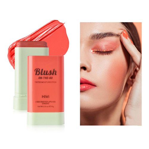 LAMUSELAND Cream Blush Stick, Multi Use Waterproof Natural Face Blush, Moisturize, Long-lasting, Pigmented & Blendable, Matte Makeup Blush Stick for Cheeks Eyes Lips (coral orange)