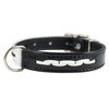 Black and White Genuine Leather Designer Dog Collar with Braids (10"-12" Neck)