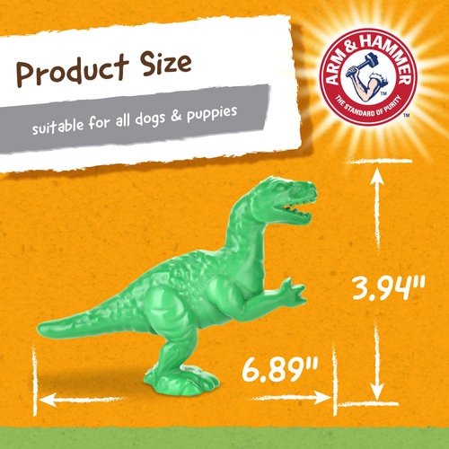 Arm & Hammer Ora-Play Denta-Saurus T-Rex Dental Chew Toy for Dogs | Best Dog Chew Toy For the Toughest Chewers | Reduces Plaque & Tartar Buildup Without Brushing, Mint Flavor