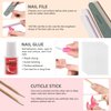 Hommtina 24 Packs Medium Coffin Fake Nails Full Cover, Acrylic Short Ballerina False Nail tips with Nail Glue, Nail File for Nail Art DIY