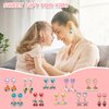 Clip on Earrings for Girls, 10 Pairs Kids Clip on Earrings, Cute Toddler Earrings Party Favor, Dangle Stick on Earrings for Little Girls Pretend Princess Play Jewelry Set
