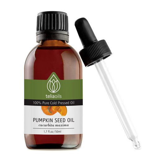 Teliaoils Pumpkin Seed Oil – Premium 100% Pure, Cold-Pressed-Rich Oil for Skin, Hair, Cooking – Packed with Omega-3, Antioxidants, Zinc – Organic, Vegan, Non-GMO, Gluten-Free 1.7 Oz / 50 Ml
