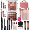 Delymol Makeup Kit for Teen Girls,All in One Makeup Kit for 2X16 Colors Eyeshadow Liquid Foundation Eyeliner Pencils Contouring Stick Lip Gloss Eyebrow Pencils 8Pcs Makeup Brushes etc (pink)