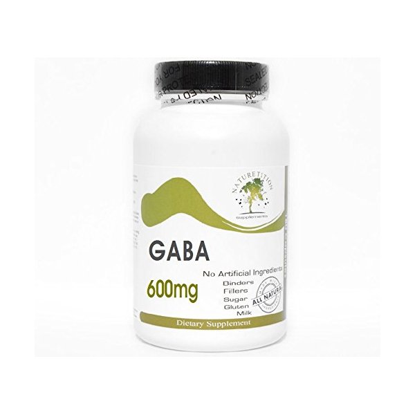 Naturetition Supplements GABA 600mg Gama Aminobutyric Acid Amino Acid ~ 180 Capsules - No Additives
