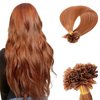 Saisifen Curlable U-tip Human Hair Extensions 30# Medium Auburn 50g 100 Strands Keratin Nail Tip Hair Extension Straight Brazilian Remy Hair 16 Inch (40cm)