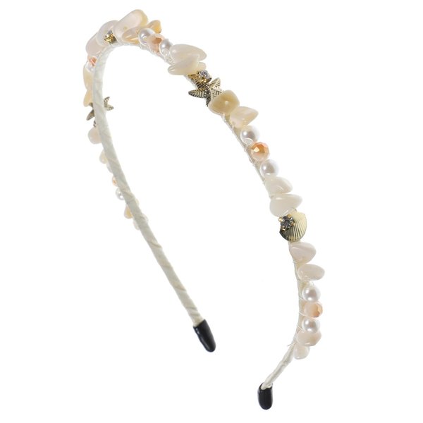 Beaupretty Shell Headband Wedding Starfish Headpiece Pearl Seashell Mermaid Tiara Sea Star Hair Hoop for Beach Party