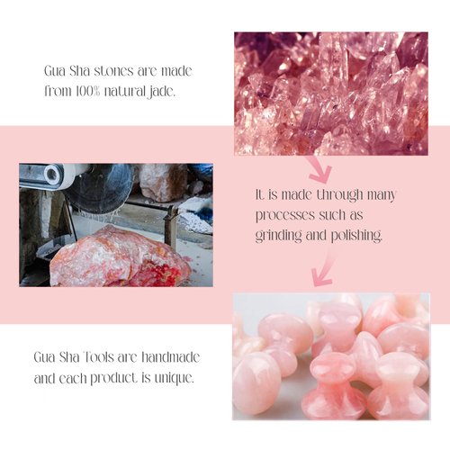 Rollerstone Mushroom Gua Sha Facial Tools - 2Pcs Jade Massage Tools Sets - Rose Quartz Gua Sha Stone for Face - Skincare Gifts for Relieve Tensions & Reduce Puffiness