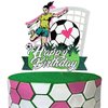 Girls Football Happy Birthday Cake Topper, Soccer Theme Birthday Party Decoration for Girls, Football World Cup Party Favor for Female Players Fans