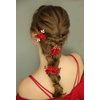 FXmimior Bridal Hair Accessory, Red Flower Hair Comb with Rhinestones and Pearls for Women, Bride, Prom, Party, Evening