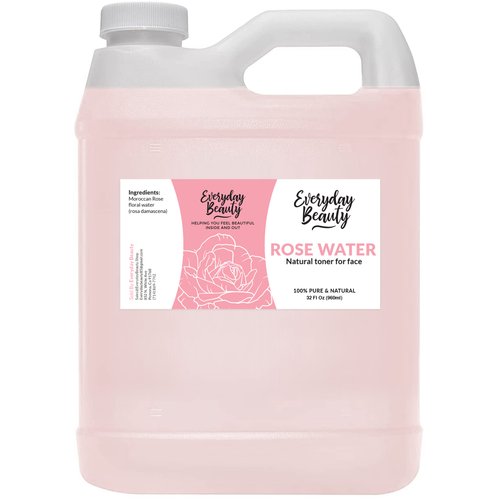 Rose Water Facial Toner - 32oz Bulk Alcohol-Free Vegan All Natural Refreshing for Face and Hair - Uplifts, Calming & Soothing for All Skin Types