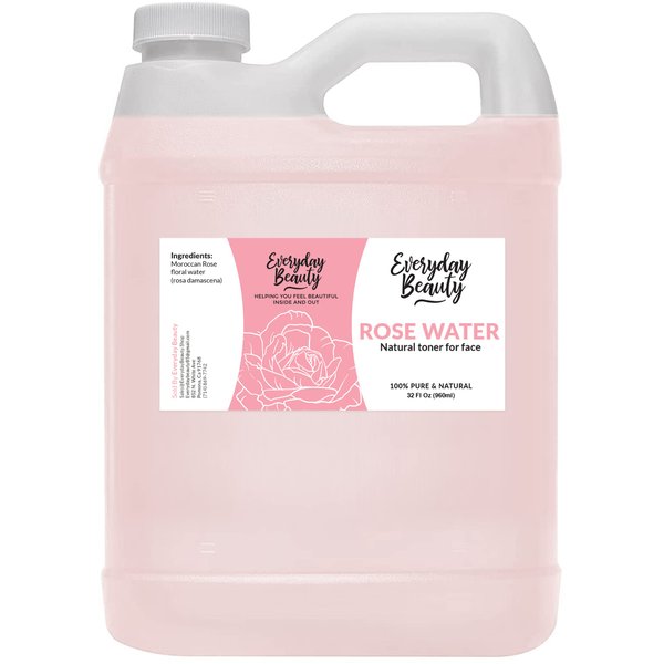 Rose Water Facial Toner - 32oz Bulk Alcohol-Free Vegan All Natural Refreshing for Face and Hair - Uplifts, Calming & Soothing for All Skin Types