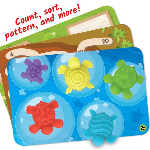hand2mind Tactile Turtles Math Activity Set, Toddler Numbers and Counting, Math Counters for Kids, Color Sorting Toys, Sensory Turtle Game, Preschool Learning Activities, Montessori Math Materials
