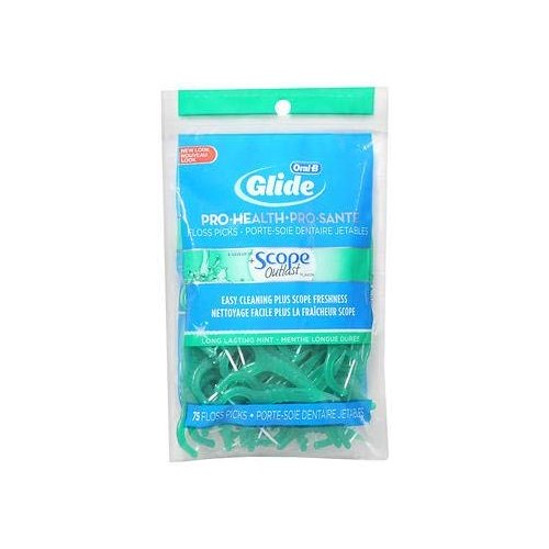 Oral-B Pro-Health Floss Picks + Scope Outlast Long Lasting Mint Flavor - 75 ct, Pack of 3