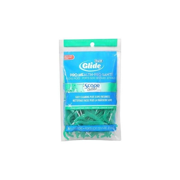 Oral-B Pro-Health Floss Picks + Scope Outlast Long Lasting Mint Flavor - 75 ct, Pack of 3