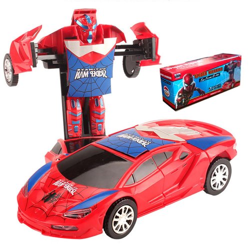 Children's Toy Deformation Robot Transforming Toy Cars Electric Deformation car With Lights and Music One-Button Deformation and 360 Degree Rotating Drifting Christmas Birthday present for Boys Girls