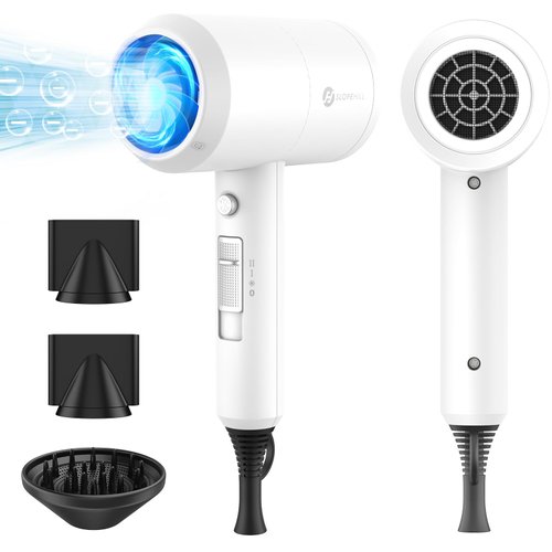Slopehill Professional Ionic Hair Dryer, Powerful 1800W Fast Drying Low Noise Blow Dryer with 2 C...