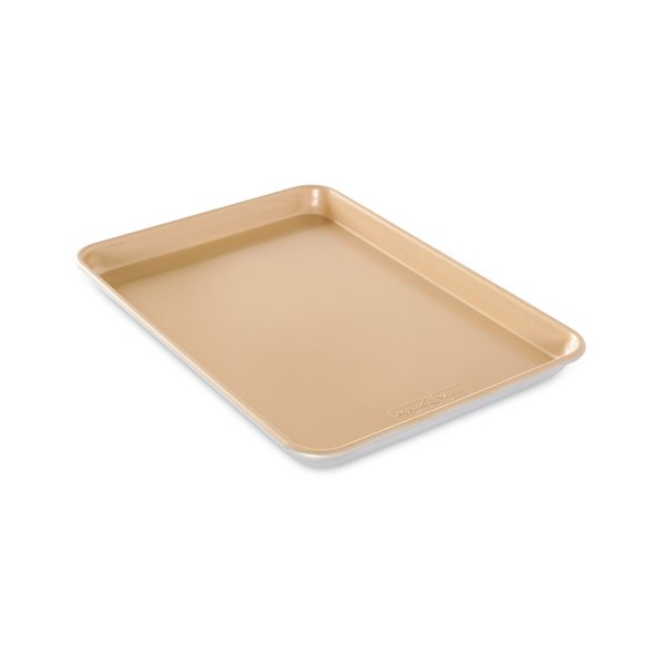 Nordic Ware Aluminum Nonstick, 15.125 x 10.625 44850 Naturals Non-Stick Jelly Roll Baking Sheet Rustproof Aluminium Tray, Gold