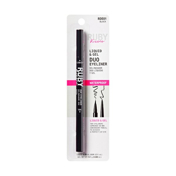 Ruby Kisses Duo Felt Tip Liquid Eyeliner in Black, Dual Ended Waterproof Eyeliner, Smudge-Proof & Long-Wearing, Regular & Micro Tip for Ultra Precise Thin to Bold Cat Eye, Fast Drying Formula