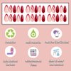 ANDGING French Tip Press on Nails Red Short Almond Fake Nails with Glue Acrylic Curved Glue on Nails with Designs Gel Classy Manicure False Nail for Women Girls Stick ons Nails for Wedding Birthday
