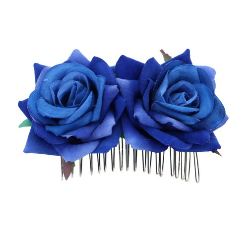 Gogogmee Hair Comb Blue Floral Hair Accessory Headpiece for Women and Girls for Weddings Brides and Bridesmaids