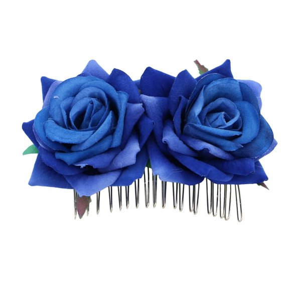 Gogogmee Hair Comb Blue Floral Hair Accessory Headpiece for Women and Girls for Weddings Brides and Bridesmaids