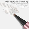 2Pcs Microblading Eyebrow Pen, Long-Lasting Waterproof Eyebrow Pencil with 4-Fork-Tip for 3D Realistic Brow, Easily Create Natural Hair-Like Brow Last All-Day, Eye Brow Pencils for Women -Light Brown