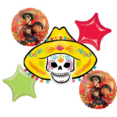 Anagram Coco Birthday Party Supplies 5pc Foil Balloon Bouquet Decorations, BQ_4223