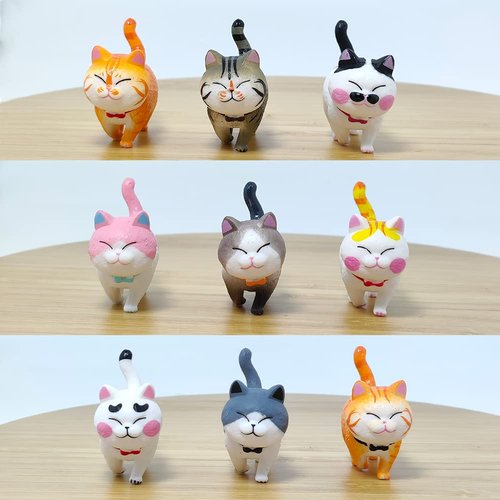 9 Pcs Realistic Cat Figure Mini Cute Cat Characters Miniature Educational Figures Kitten Easter Eggs Cake Topper Christmas Birthday Gift for Cat Lover