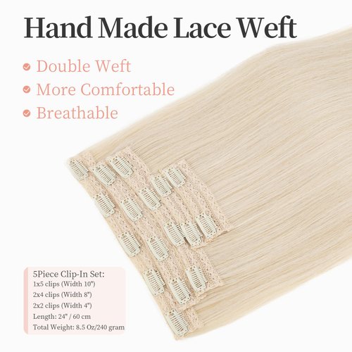 Clip in Hair Extensions, JWLFLOWXISS 24 Inch Long Straight Hair Extensions 5PCS Invisible Thick Clip on Hairpiece Lace Weft Lightweight Synthetic Hairpieces for Women