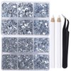 LPBeads 6400 Pieces Hotfix Rhinestones Clear Flat Back 5 Mixed Sizes Crystal Round Glass Gems with Tweezers and Picking Rhinestones Pen